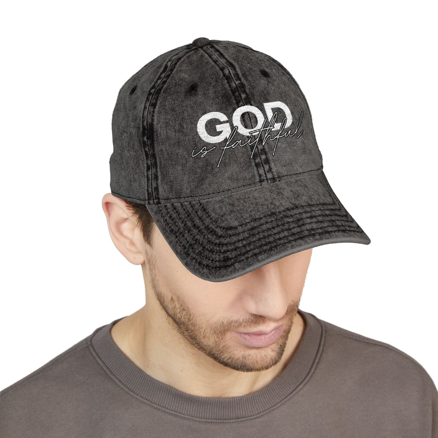 "God Is Faithful" Vintage Washed Cap