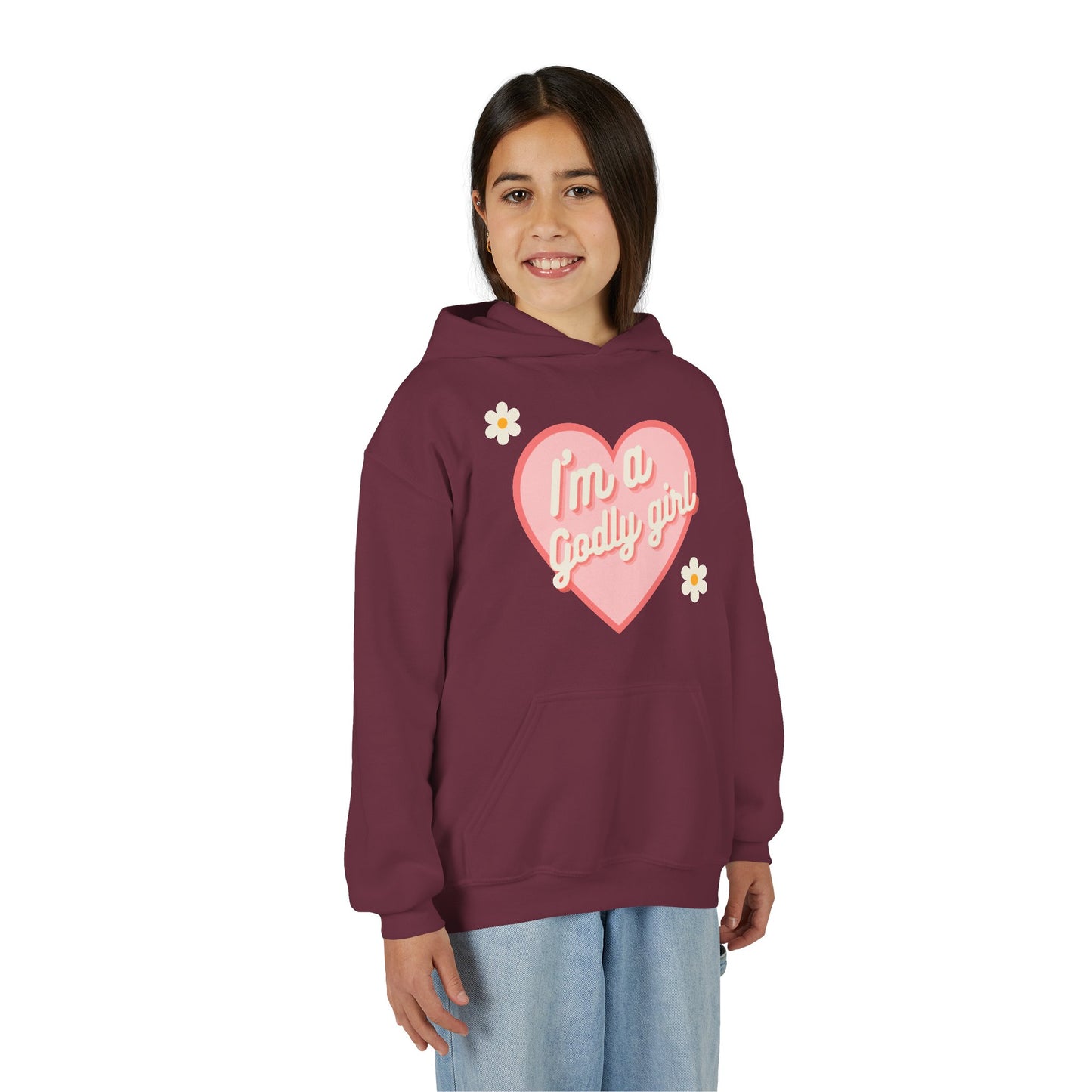 "I'm a Godly Girl" Retro Heart Youth Hoodie
