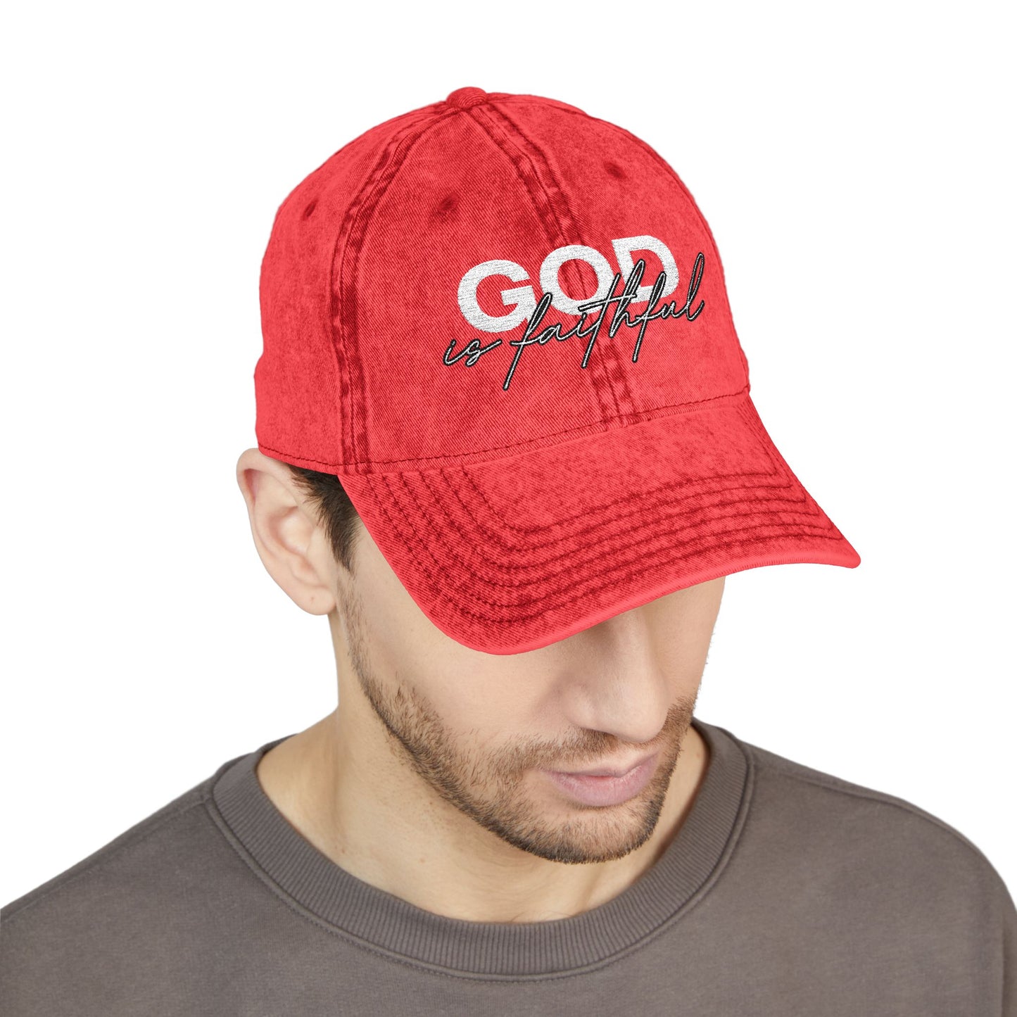 "God Is Faithful" Vintage Washed Cap