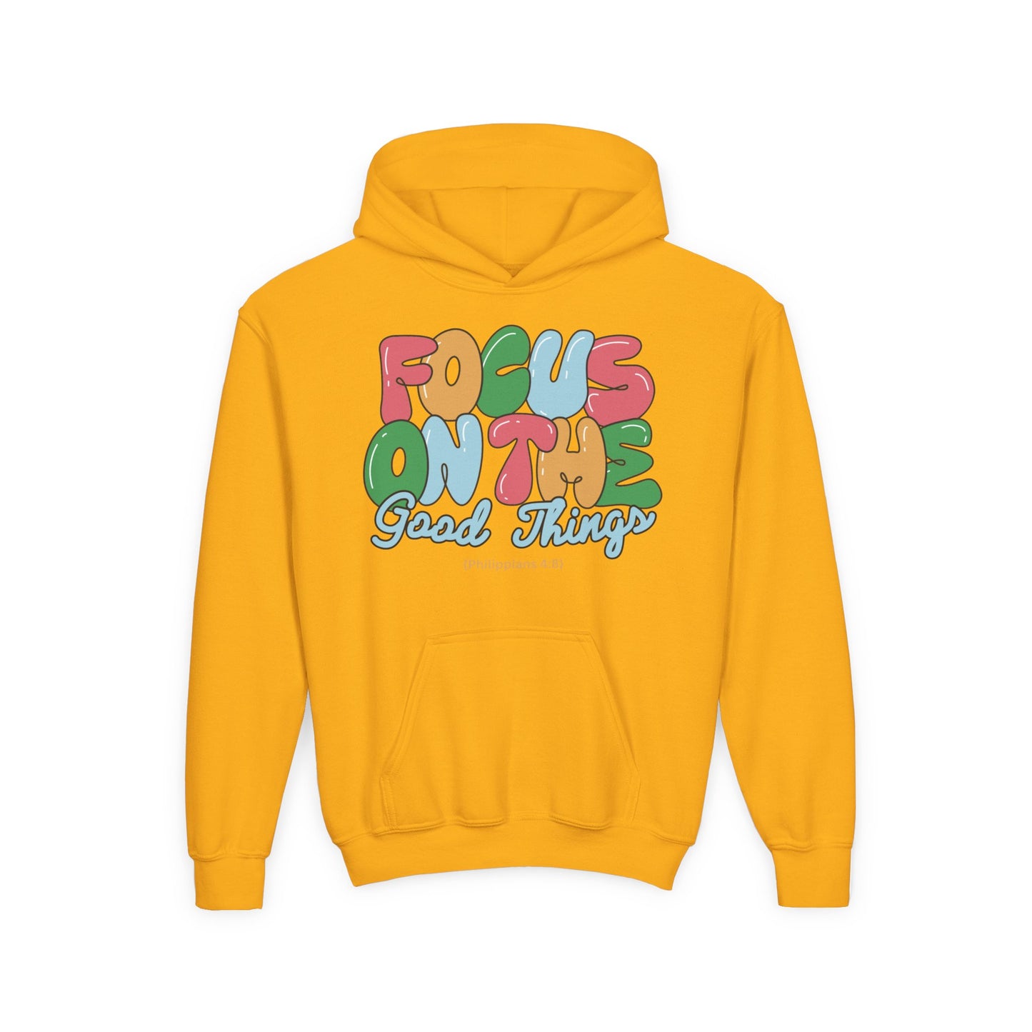 "Focus On The Good Things" Philippians 4:8 Youth Retro Hoodie