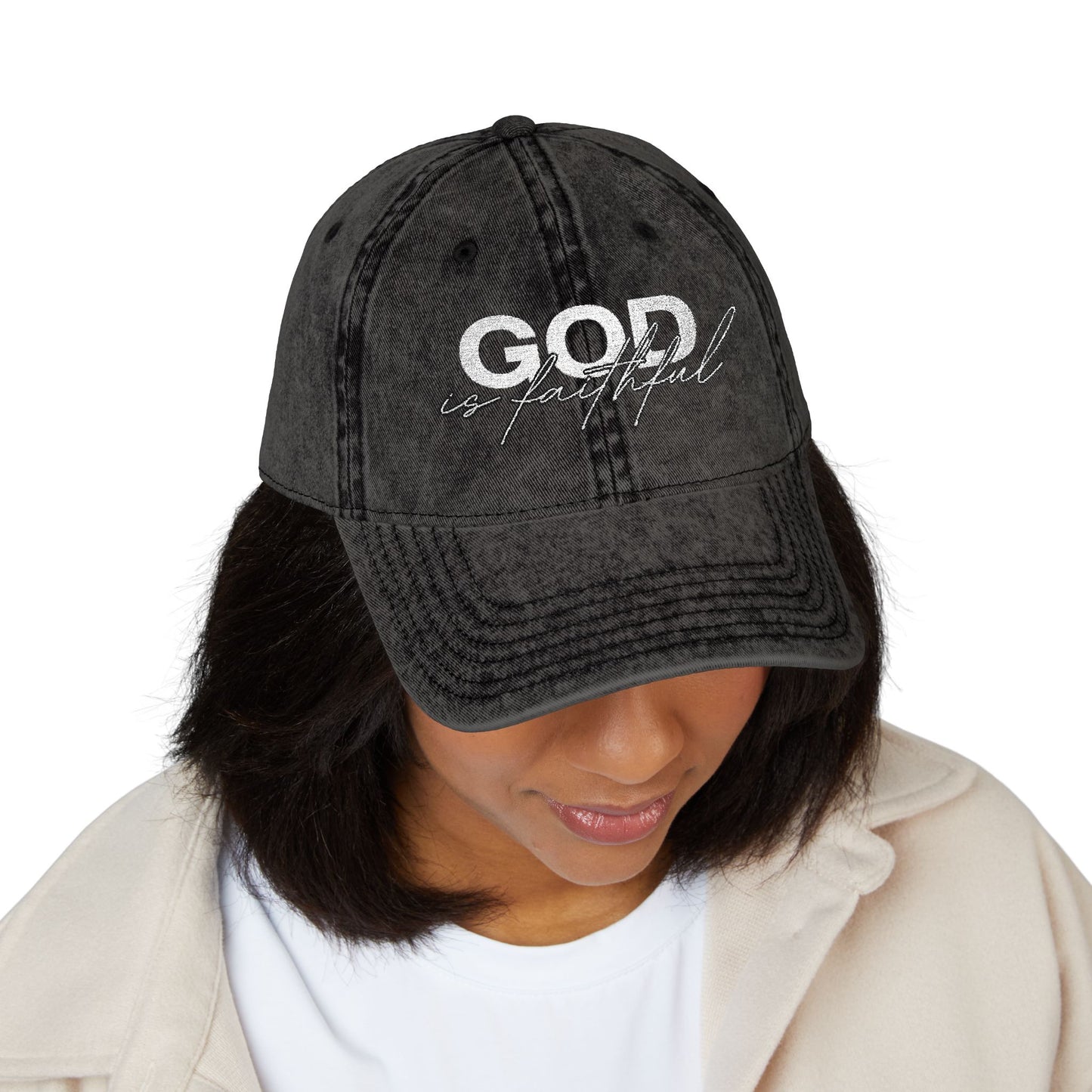 "God Is Faithful" Vintage Washed Cap