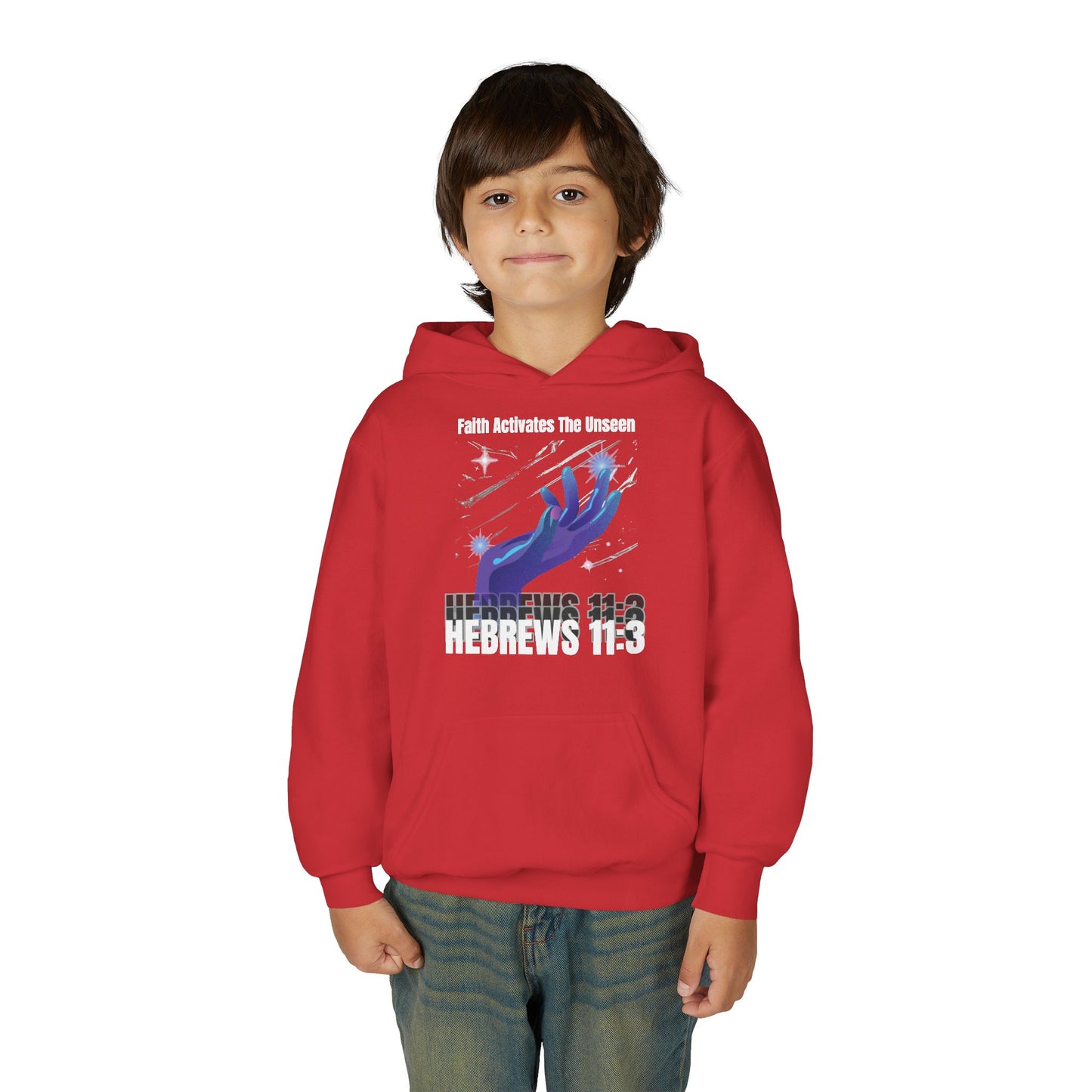 "Faith Activates The Unseen" Hebrews 11:3 Youth Hoodie