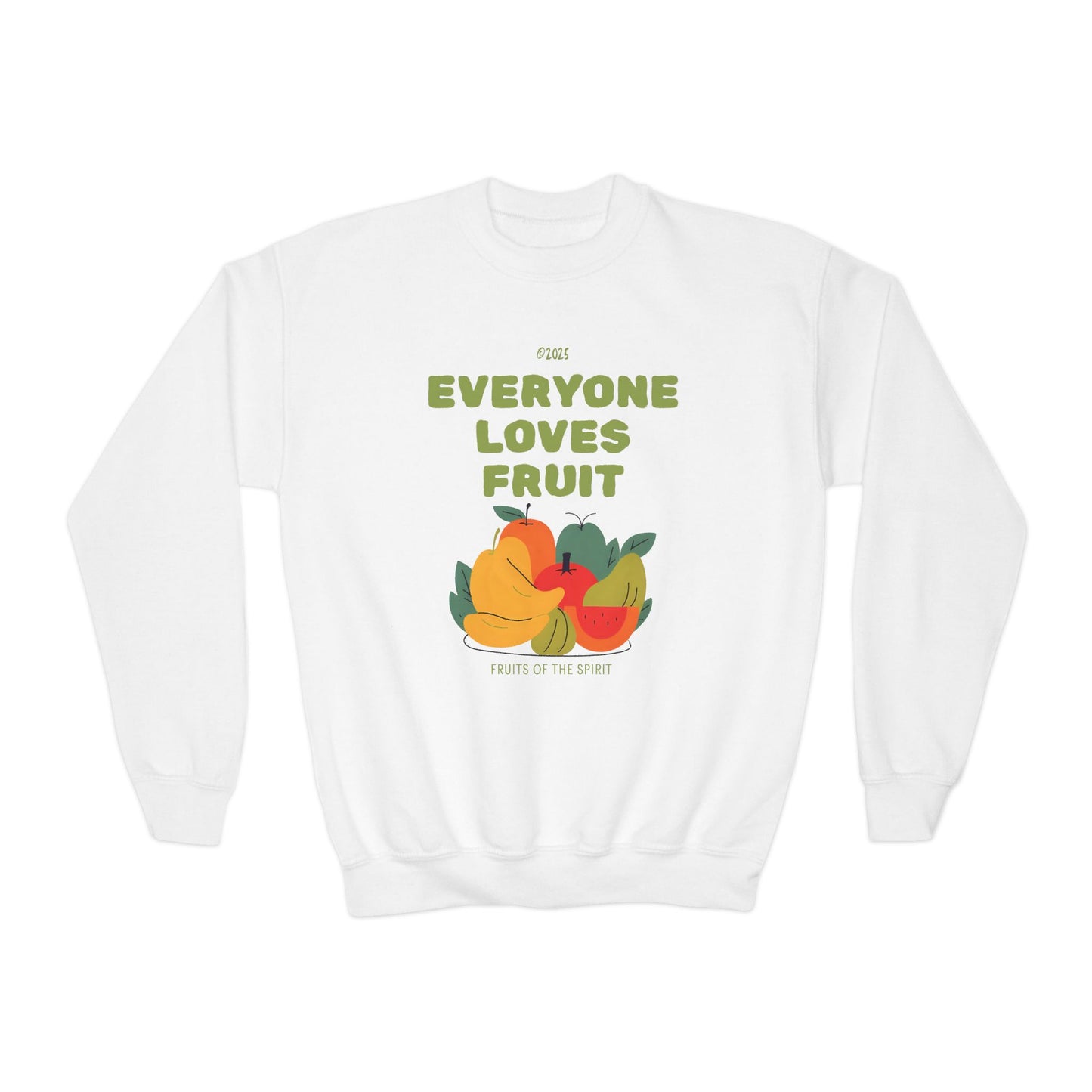 "Everyone Loves Fruit" Galatians 5:22-23 Youth Crewneck Sweatshirt