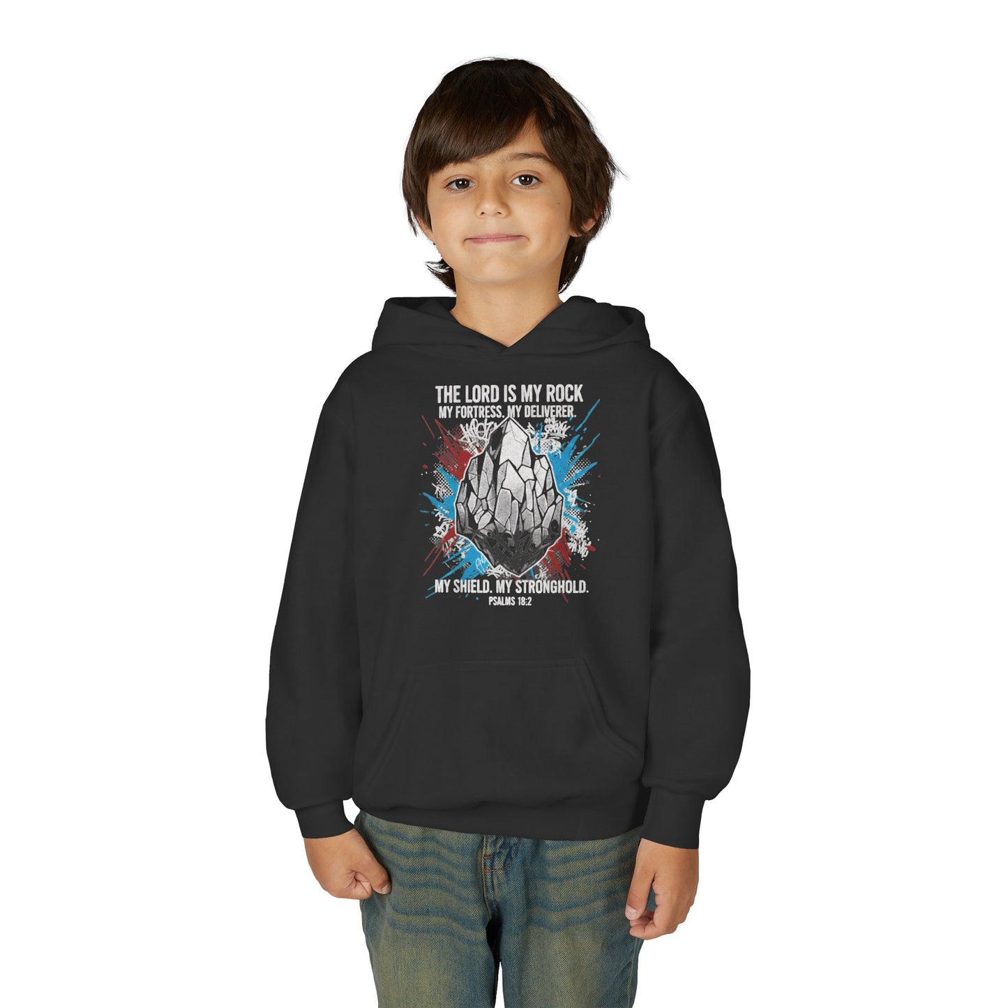 "The Lord Is My Rock" Psalm 18:2 Youth Hoodie