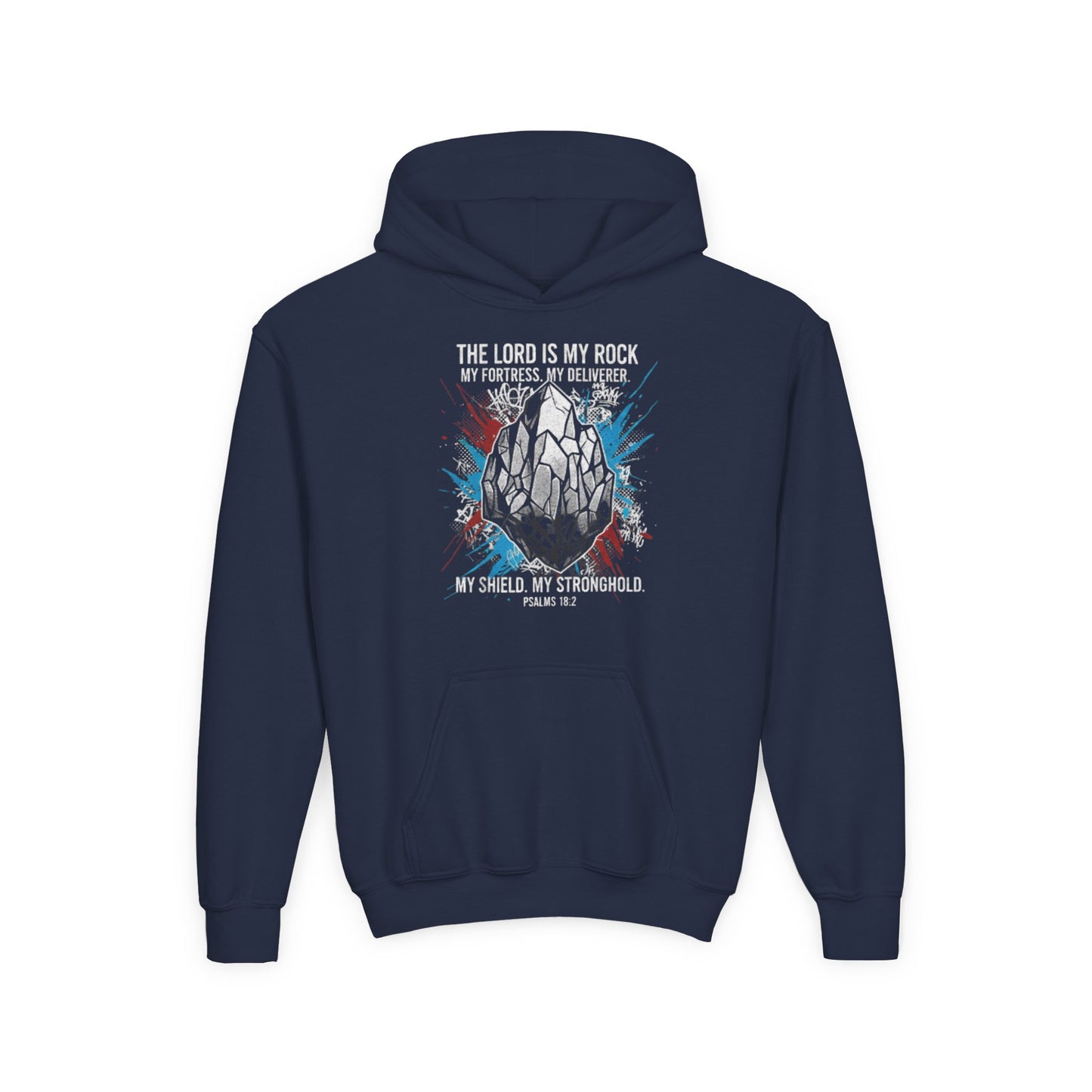 "The Lord Is My Rock" Psalm 18:2 Youth Hoodie