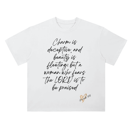 Proverbs 31:30 - Woman of Praise Heavyweight Script Tee