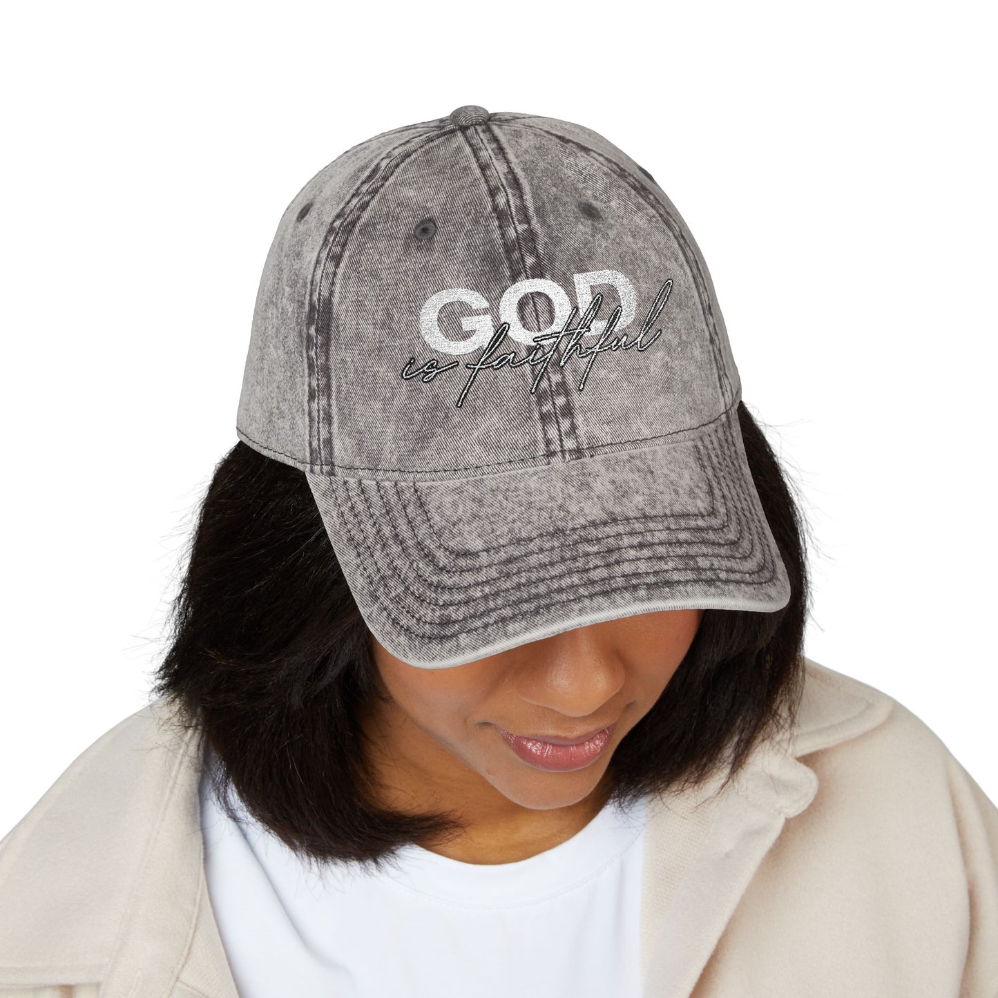 "God Is Faithful" Vintage Washed Cap