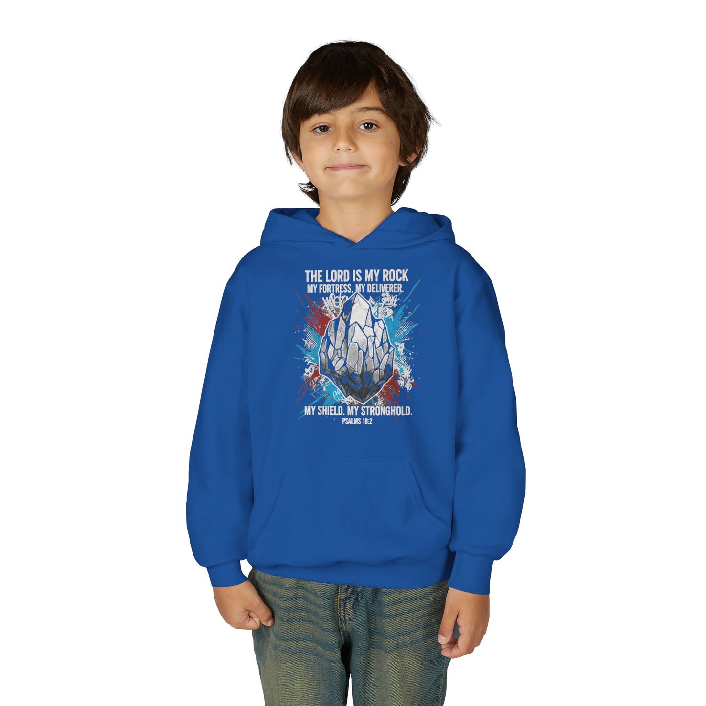"The Lord Is My Rock" Psalm 18:2 Youth Hoodie