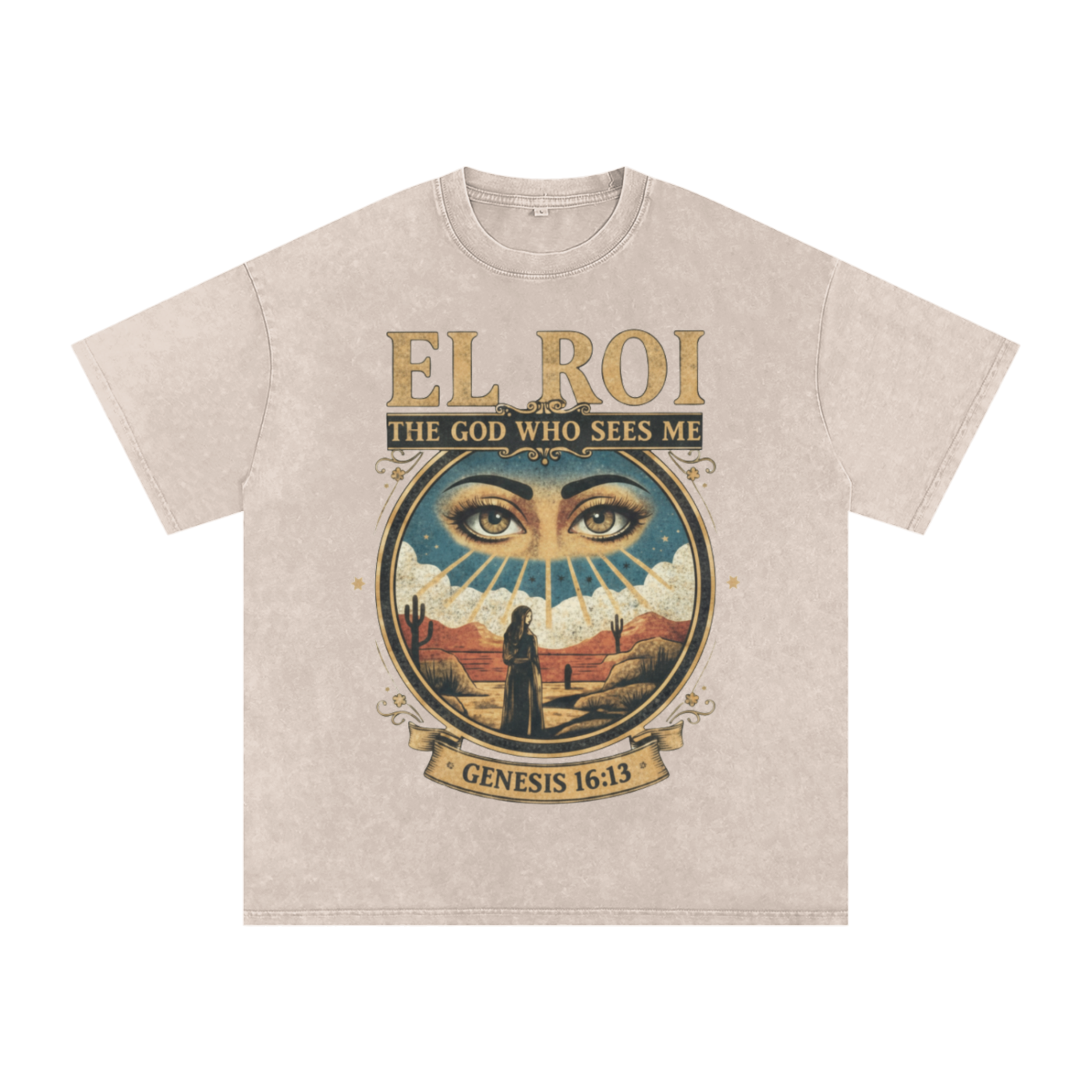 The "EL ROI: The God Who Sees Me" Snow Washed Oversized Tee