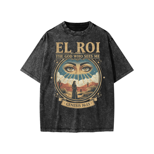 "El Roi - The God Who Sees Me" Kids Vintage Snow Wash Tee