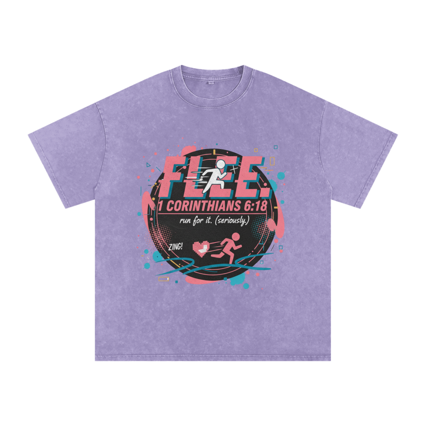 The "FLEE! Holy Run" Snow Washed Oversized Tee No8