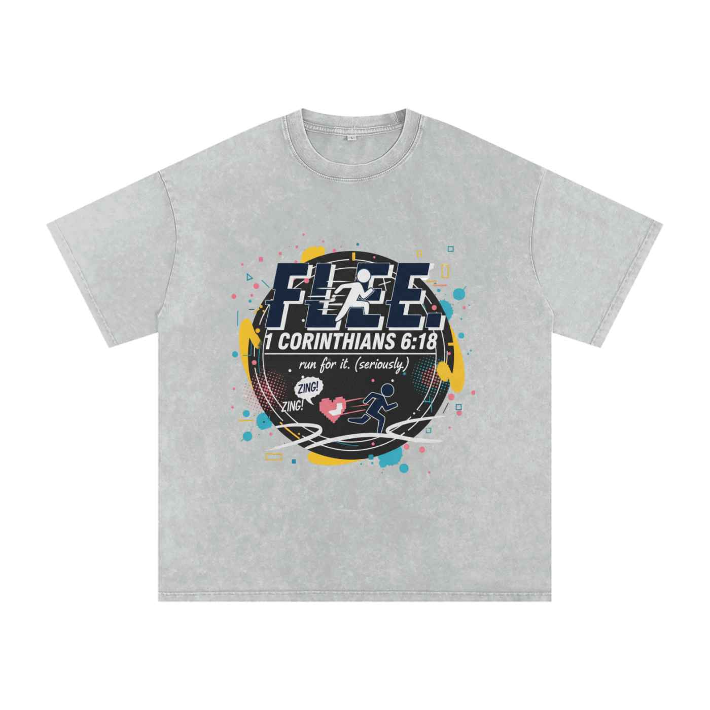 The "FLEE! Holy Run" Snow Washed Oversized Tee No7