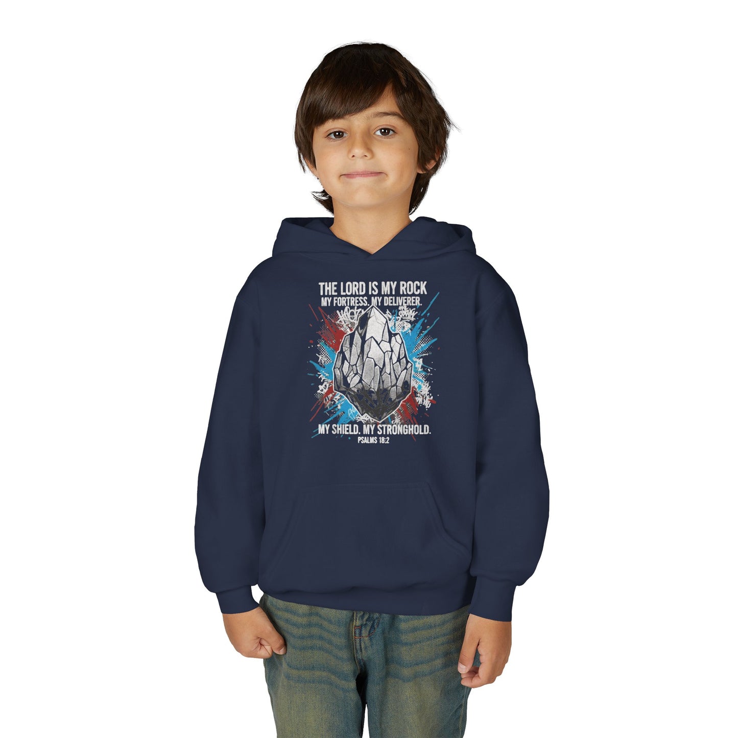 "The Lord Is My Rock" Psalm 18:2 Youth Hoodie