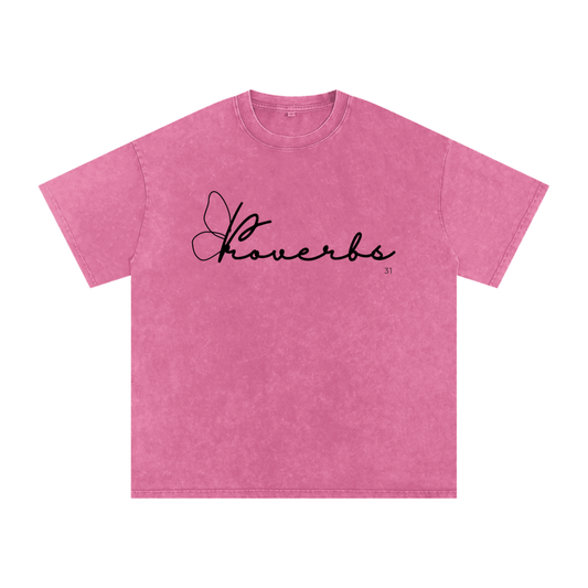 The "Proverbs 31 Butterfly" Snow Washed Oversized Tee
