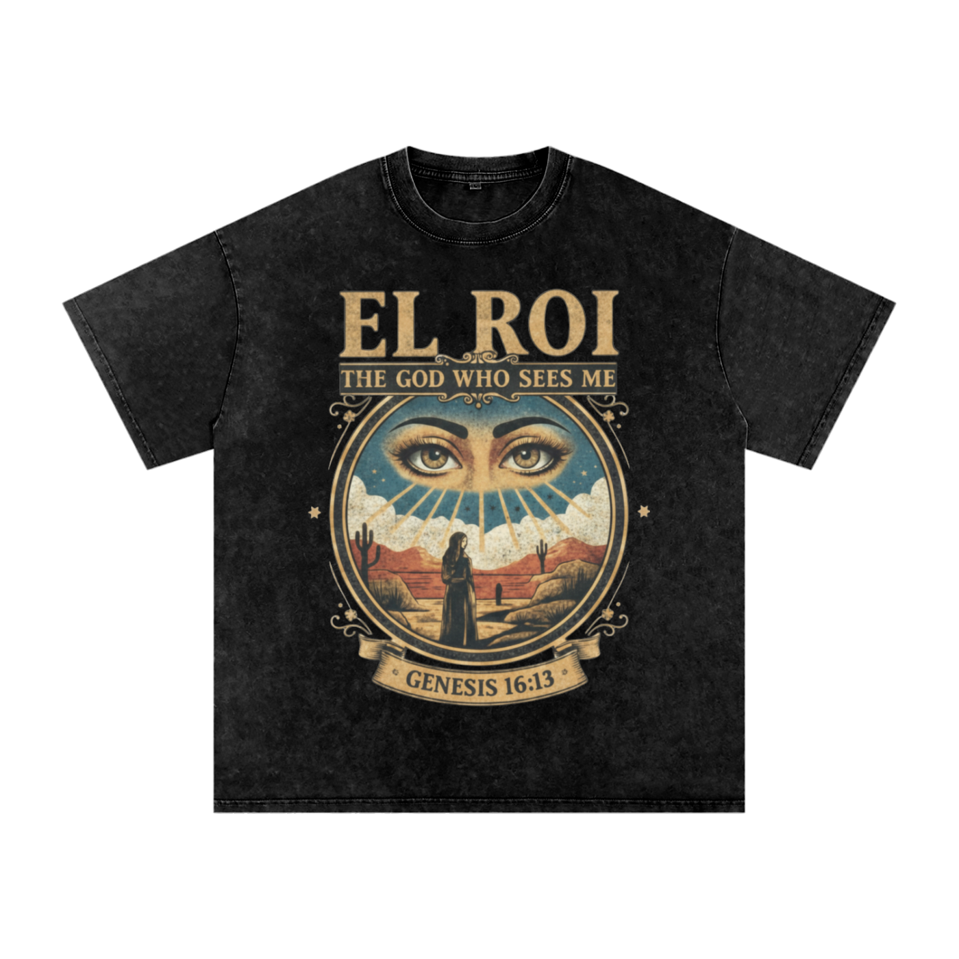 The "EL ROI: The God Who Sees Me" Snow Washed Oversized Tee