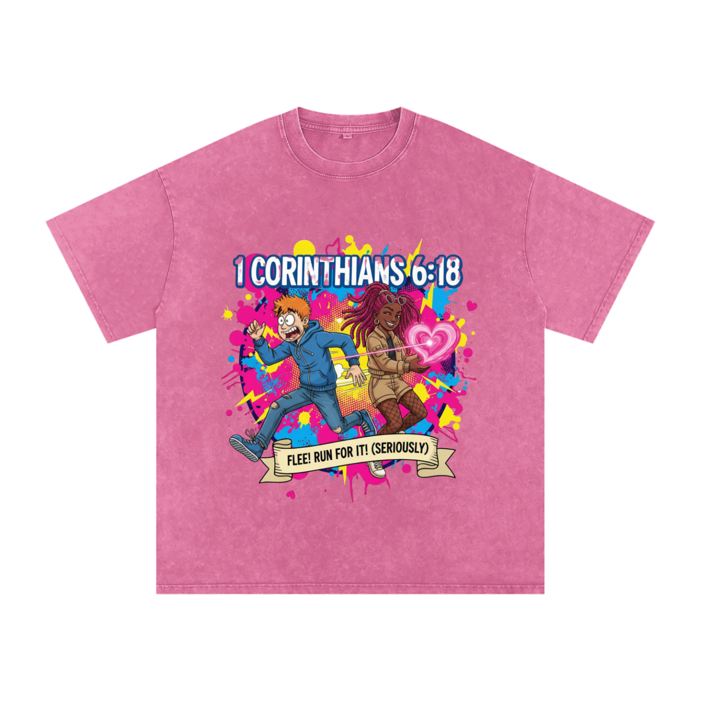 The "FLEE! Run For It" Snow Washed Oversized Tee