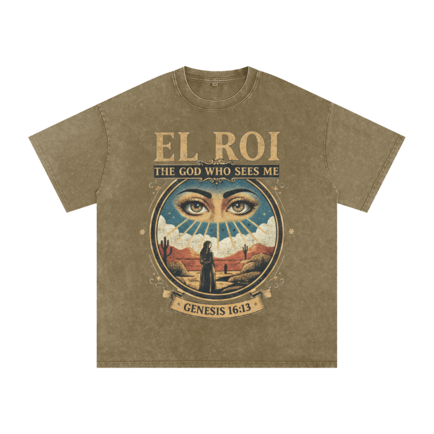 The "EL ROI: The God Who Sees Me" Snow Washed Oversized Tee