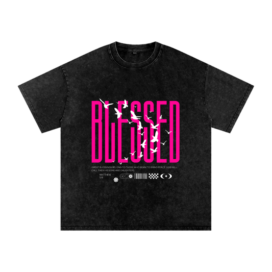 The "BLESSED Peacemaker" Snow Washed Oversized Tee