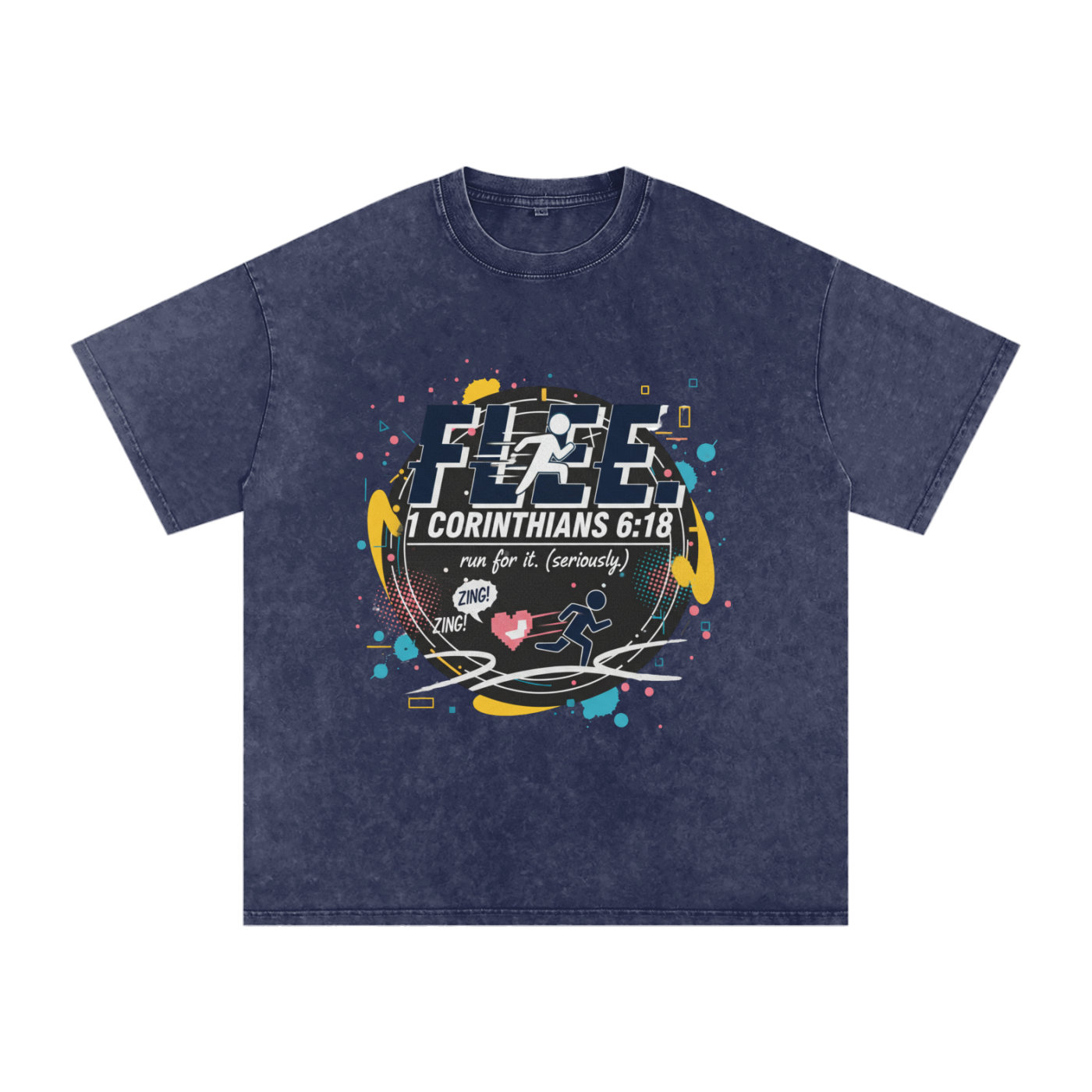 The "FLEE! Holy Run" Snow Washed Oversized Tee No7