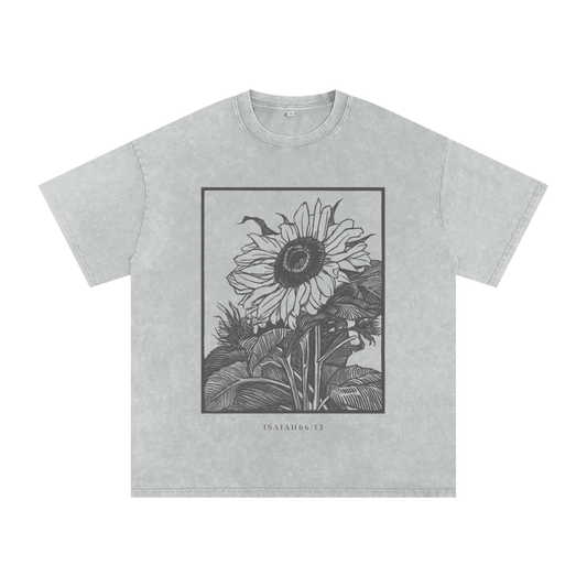 The "Sunflower Comfort" Snow Washed Oversized Tee