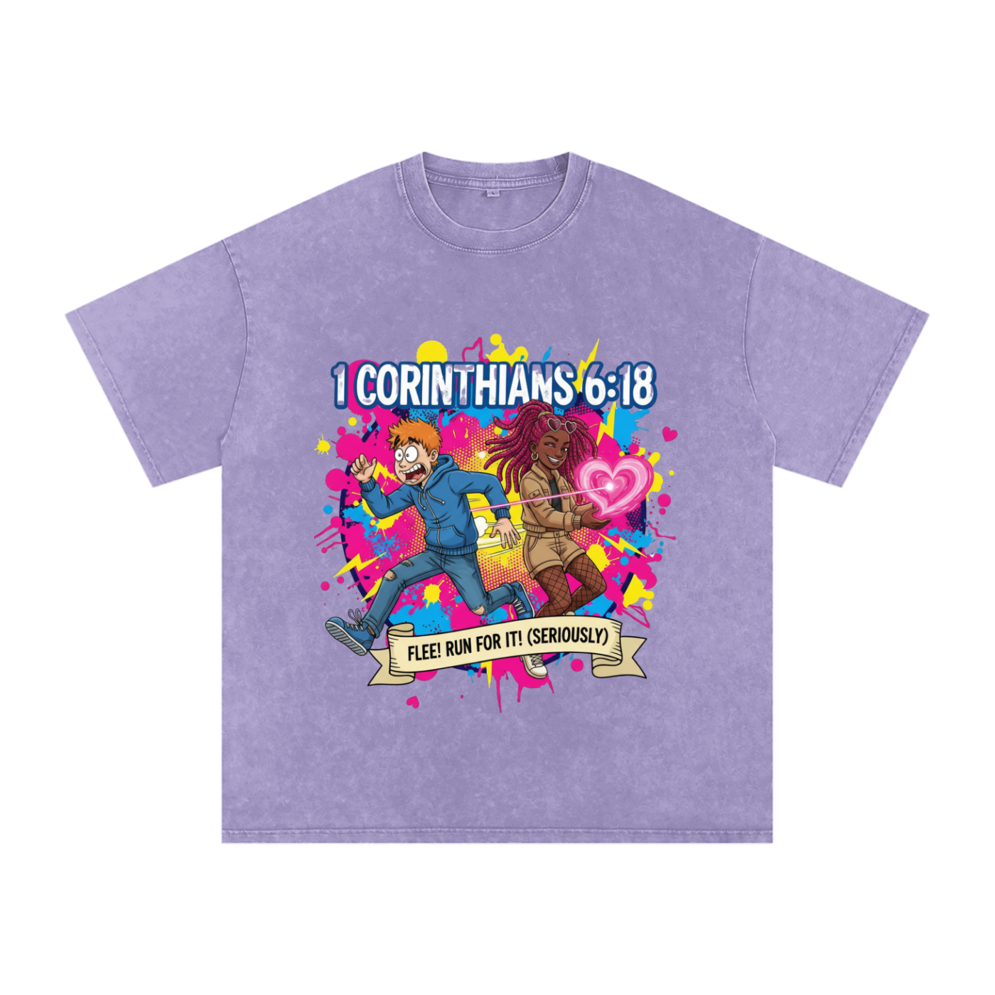 The "FLEE! Run For It" Snow Washed Oversized Tee