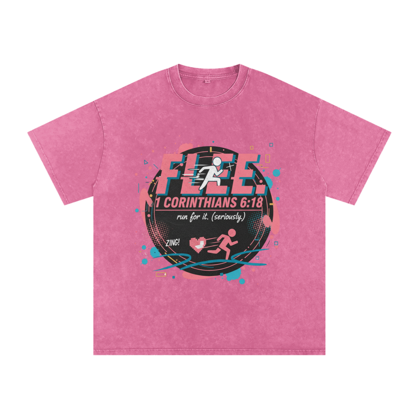 The "FLEE! Holy Run" Snow Washed Oversized Tee No8