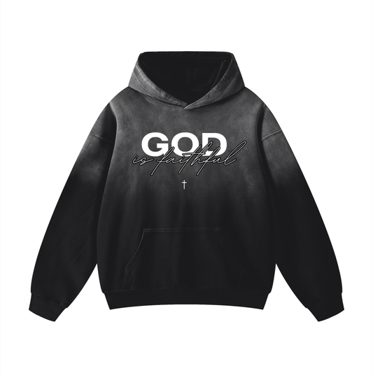 "God Is Faithful" Vintage Washed Oversized Hoodie